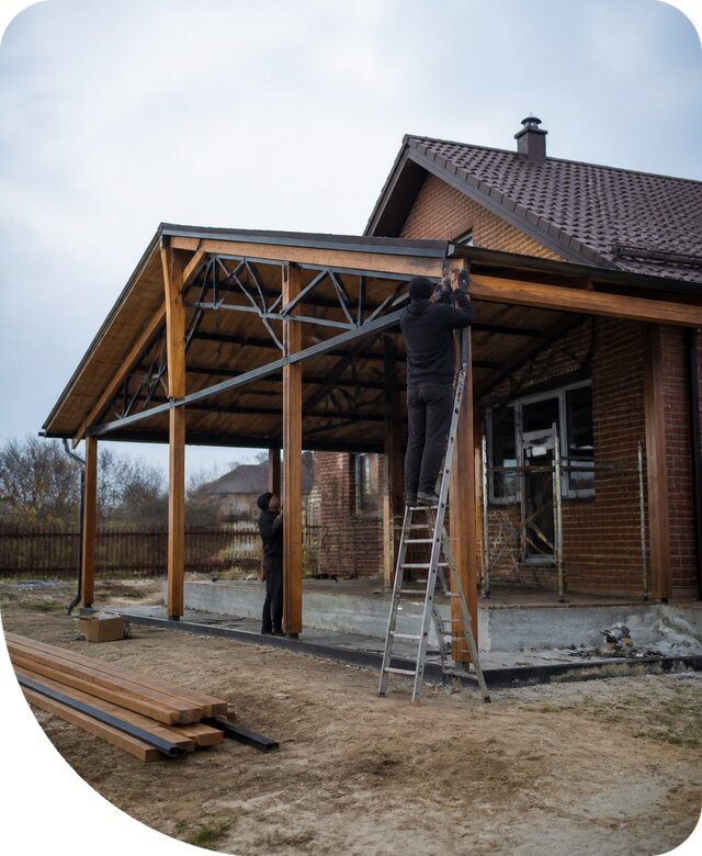 Пристройка навеса к дому и участку в Твери под ключ